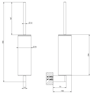 Ёршик для унитаза Gessi Inciso 66420.727 чёрный/брашированная латунь